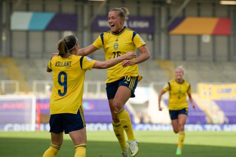 Filippa Angeldal of Sweden celebrates scoring her second goal.