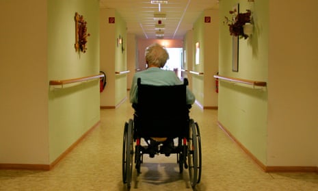 Elderly person in wheelchair.