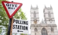 A polling station near to Westminster Abbey.