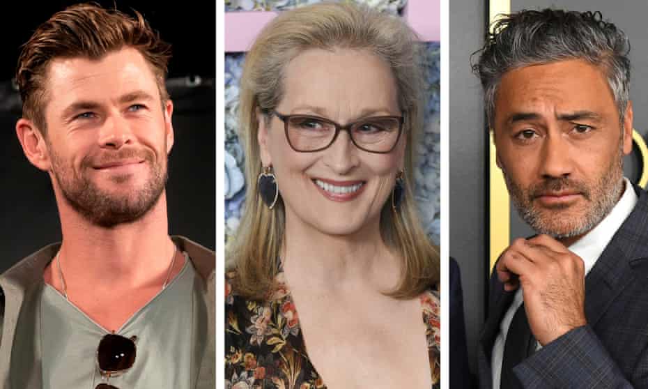 Chris Hemsworth, Meryl Streep and Taika Waititi.