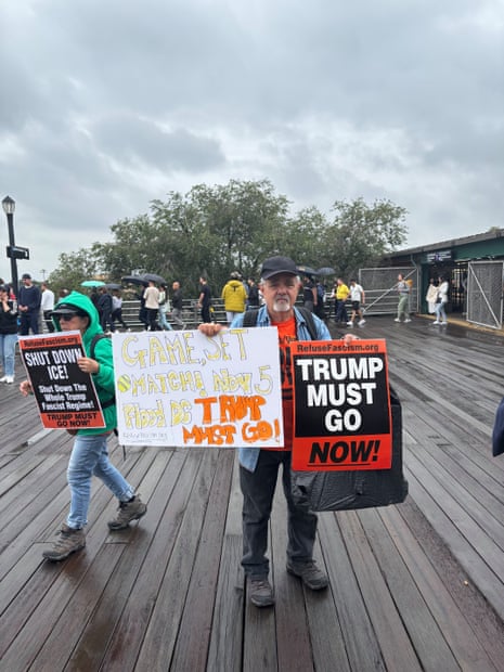 protestors outside flushing meadows