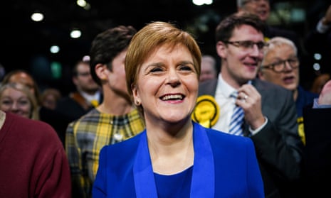 Scotland’s first minister and SNP leader, Nicola Sturgeon, arriving at the counting hall at the SECC in Glasgow
