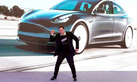 Elon Musk during a delivery event for Tesla China-made Model 3 cars in Shanghai in 2020.