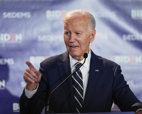 Joe Biden speaking in Columbia, South Carolina, on 27 February 2026.
