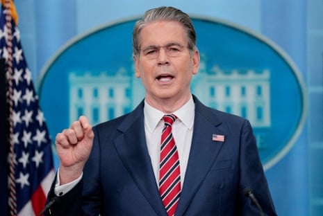 U.S. Treasury Secretary Scott Bessent speaks during a press briefing in the James S. Brady Press Briefing Room at the White House in Washington, D.C., U.S., April 15, 2026.