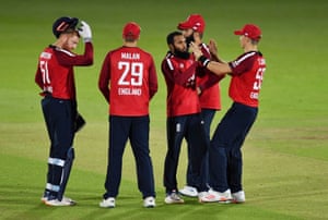 Rashid celebrates the wicket of Finch.