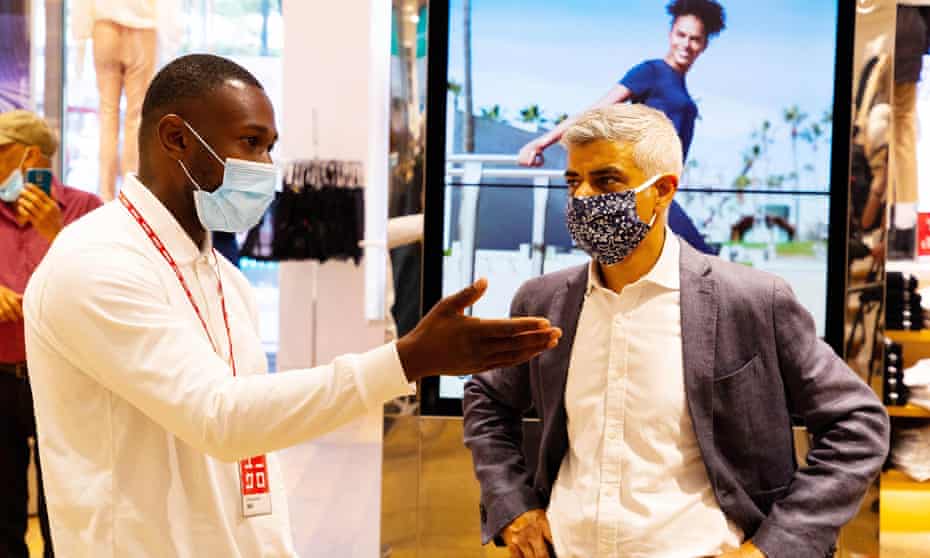 Sadiq Khan visits Uniqlo, among other shops in the West End.