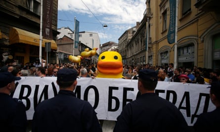 A protest against the Belgrade Waterfront project in April.