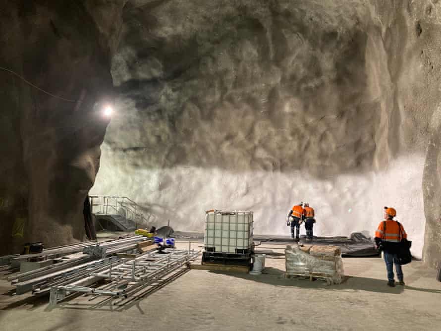 Workers inside the dark matter lab