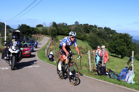 Remco Evenepoel breaking clear to win the stage