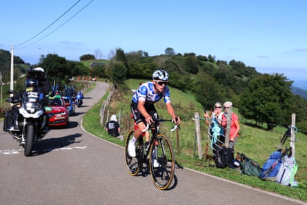 Remco Evenepoel breaking clear to win the stage