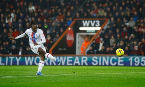 Crystal Palace's Eberechi Eze scores their second goal.