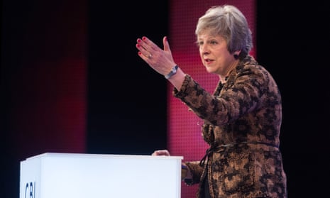 Theresa May speaks at the CBI conference in London, November 2018.