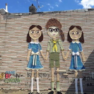 The gigantic crocheted tribute to Wes Anderson which appeared at Bushwick Flea Market in Brooklyn.