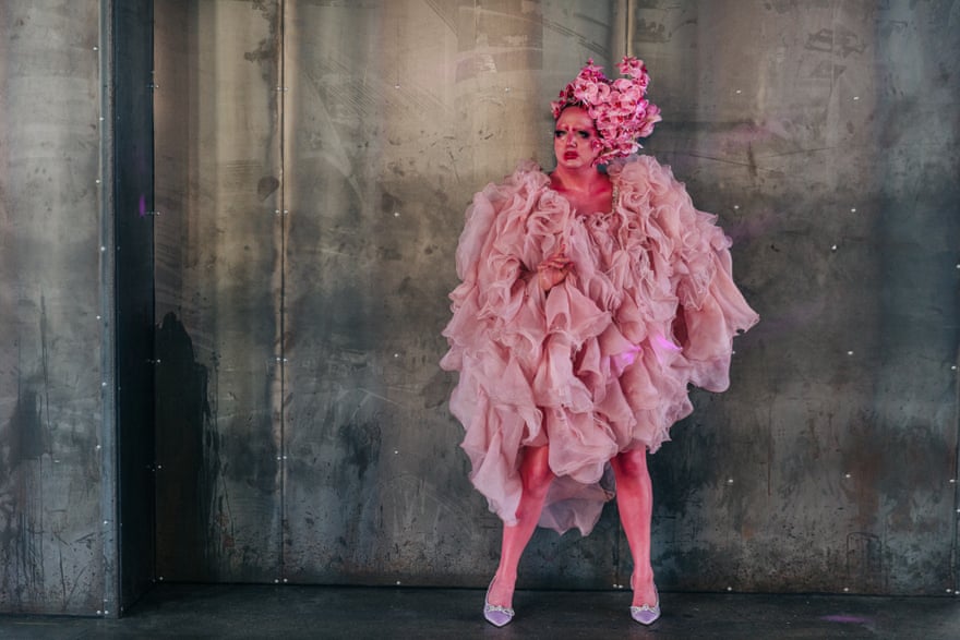 drag queen in pink outfit