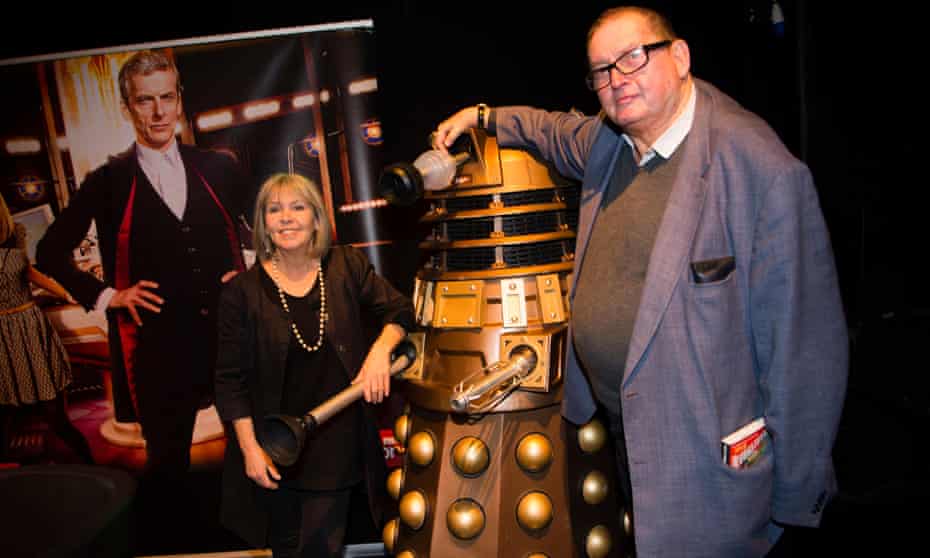 Terrance Dicks, right, at a Doctor Who convention in 2015 with Wendy Padbury who played the Doctor’s companion, Zoe Heriot, in the Patrick Troughton era.