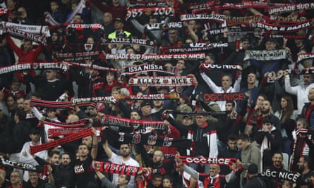 Nice fans at the Allianz Riviera stadium.