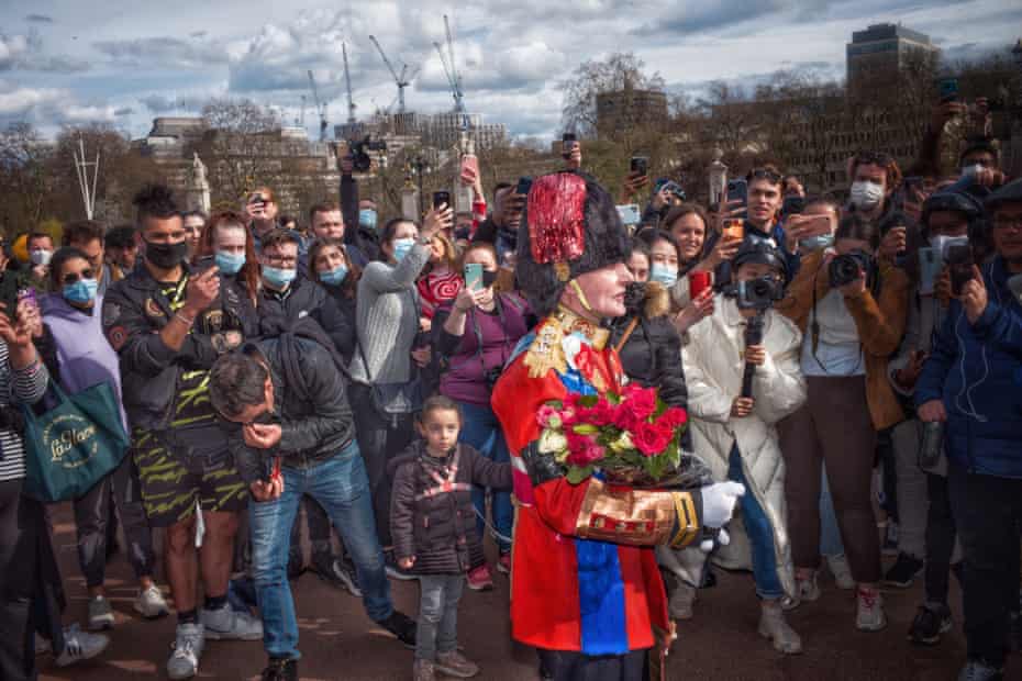 Scenes outside Buckingham Palace after the death of Prince Philip was announced, 9 April