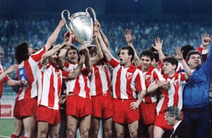 Red Star Belgrade celebrate their 1991 European Cup final victory.
