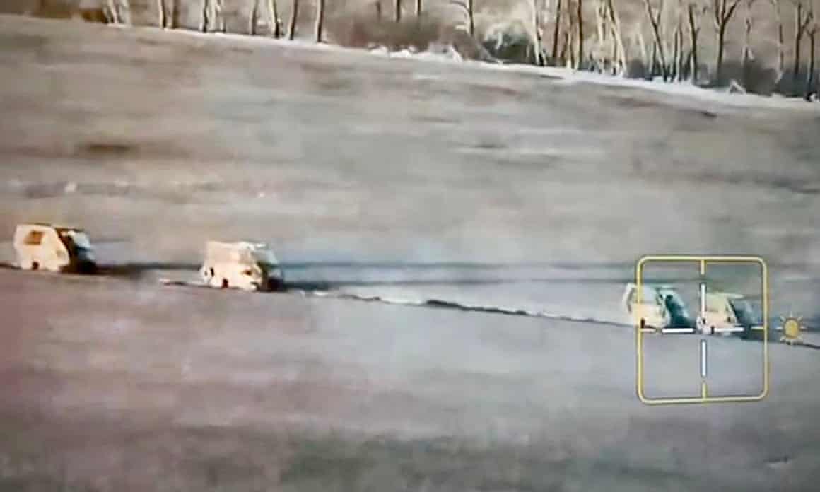 A photograph taken from Telegram claiming to show Ukrainian troop movements in Kursk, Russia.