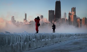 Sunrise in Chicago, Illinois, as temperatures plunged to Arctic levels