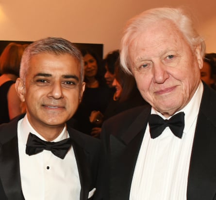 Mayor of London Sadiq Khan and Sir David Attenborough attend a cocktail reception at The 62nd London Evening Standard Theatre Awards, recognising excellence from across the world of theatre and beyond, at The Old Vic Theatre on November 13, 2016 in London, England.