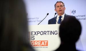 Liam Fox delivers a speech on the future of exports from the UK after Brexit in London