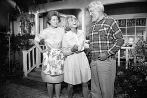 On set of The Doris Day Show with co-stars Fran Ryan and Denver Pyle in 1968