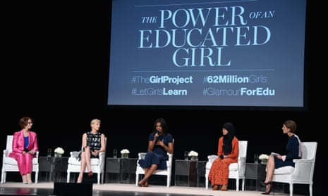 Glamour’s editor-in-chief leading a panel discussion with Julia Gillard, Charlize Theron, Michelle Obama and Nurfahada