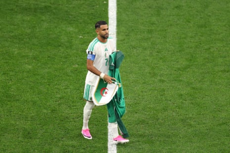 Riyad Mahrez prepares for kick-off.