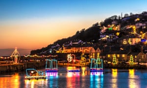 The christmas lights at Mousehole in Cornwall.
