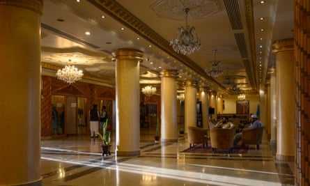 The lobby of the Intercontinental Hotel in August 2023.