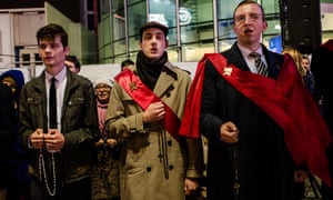 Anti-abortion activists protest and pray publicly in a response to the second pro-choice march organised in Warsaw