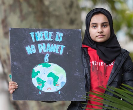 A protester at a Fridays for Future climate change protest in London last September.