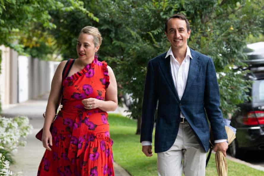 The member for Wentworth, Dave Sharma, arrives at Sarah and Lachlan Murdoch’s Christmas drinks.