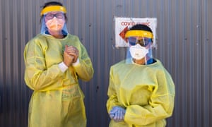 Healthcare workers at a Covid testing clinic in Nyngan, NSW.