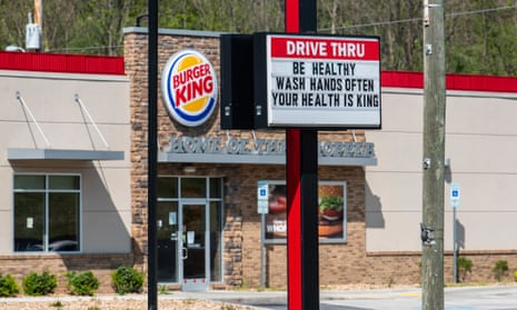 A Burger King in Marion, Virginia displays a hopeful message during the Covid-19 pandemic on 3 May.