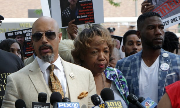 Eric Garner’s family holds a press conference regarding the firing of NYPD officer Daniel Pantaleo, on 19 August.