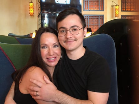 woman with arms around man
