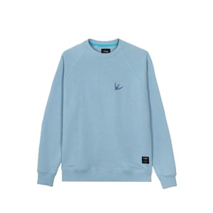 Sustainable pale blue sweat with bird, £65, finisterre.com