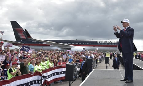 Republican presidential candidate Donald Trump arrives for a rally in Lakeland, Florida Wednesday.