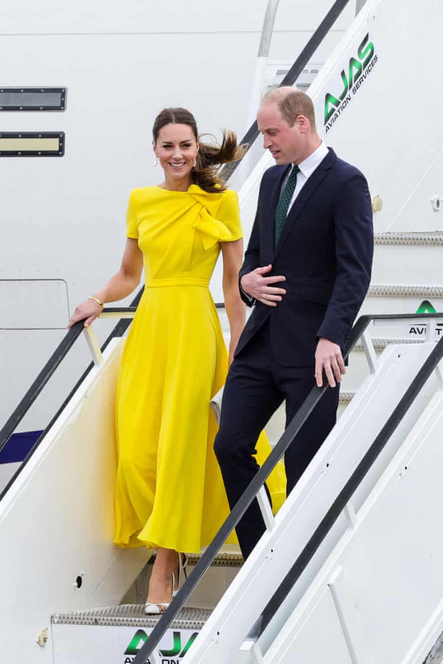 Catherine, Duchess of Cambridge and Prince William, Duke of Cambridge arrive at Norman Manley International Airport in Kingston, Jamaica.