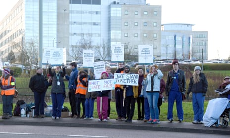 Junior doctors protesting outside Great Western Hospital, Swindon