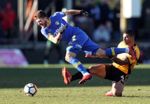 Leeds United’s Mateusz Klich is tackled by Newport County’s Joss Labadie during the League Two side’s 2-1 win at Rodney Parade