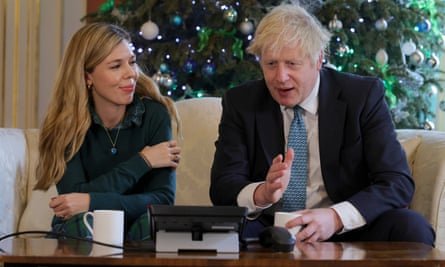 Boris and Carrie Johnson pictured in Downing Street over during the Christmas period of 2020.