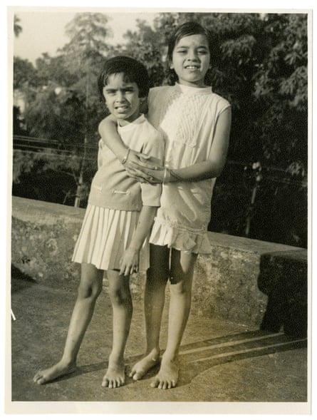 Sheela Banerjee, left, aged six, with her cousin in Chandannagar, India.