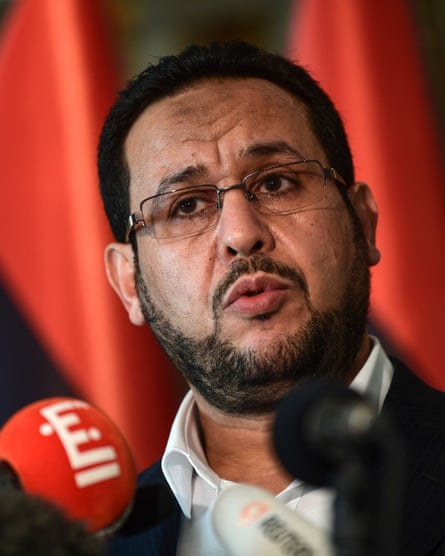 Abdel Hakim Belhaj at a press conference this month.