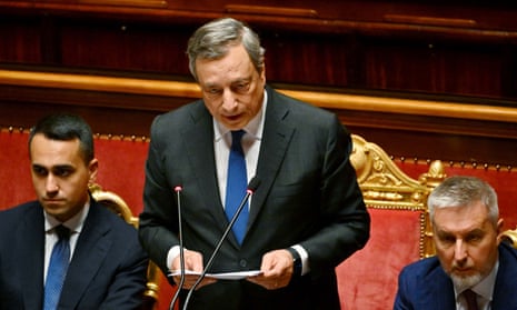 Mario Draghi speaks in the senate in Rome