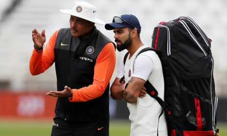 India’s captain Virat Kohli (right) talks with head coach Ravi Shastri at Trent Bridge.