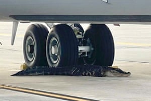 Crocodilos fora? Um crocodilo repousa perto das rodas de um avião da Força Aérea dos EUA na Base Aérea MacDill, ao sul de Tampa, Flórida, EUA. A enorme criatura escolheu a pista em frente às rodas de um avião para tirar uma soneca. Funcionários da Comissão de Conservação de Peixes e Vida Selvagem da Flórida foram vistos lutando contra o jacaré usando uma corda de contenção. Uma atualização da base aérea confirmou que o réptil foi transferido com segurança para o vizinho rio Hillsborough.